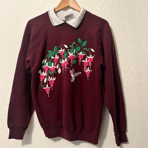 Vintage Morning Sun Whitton Floral Graphic Raglan Sweatshirt Collar Grandmacore